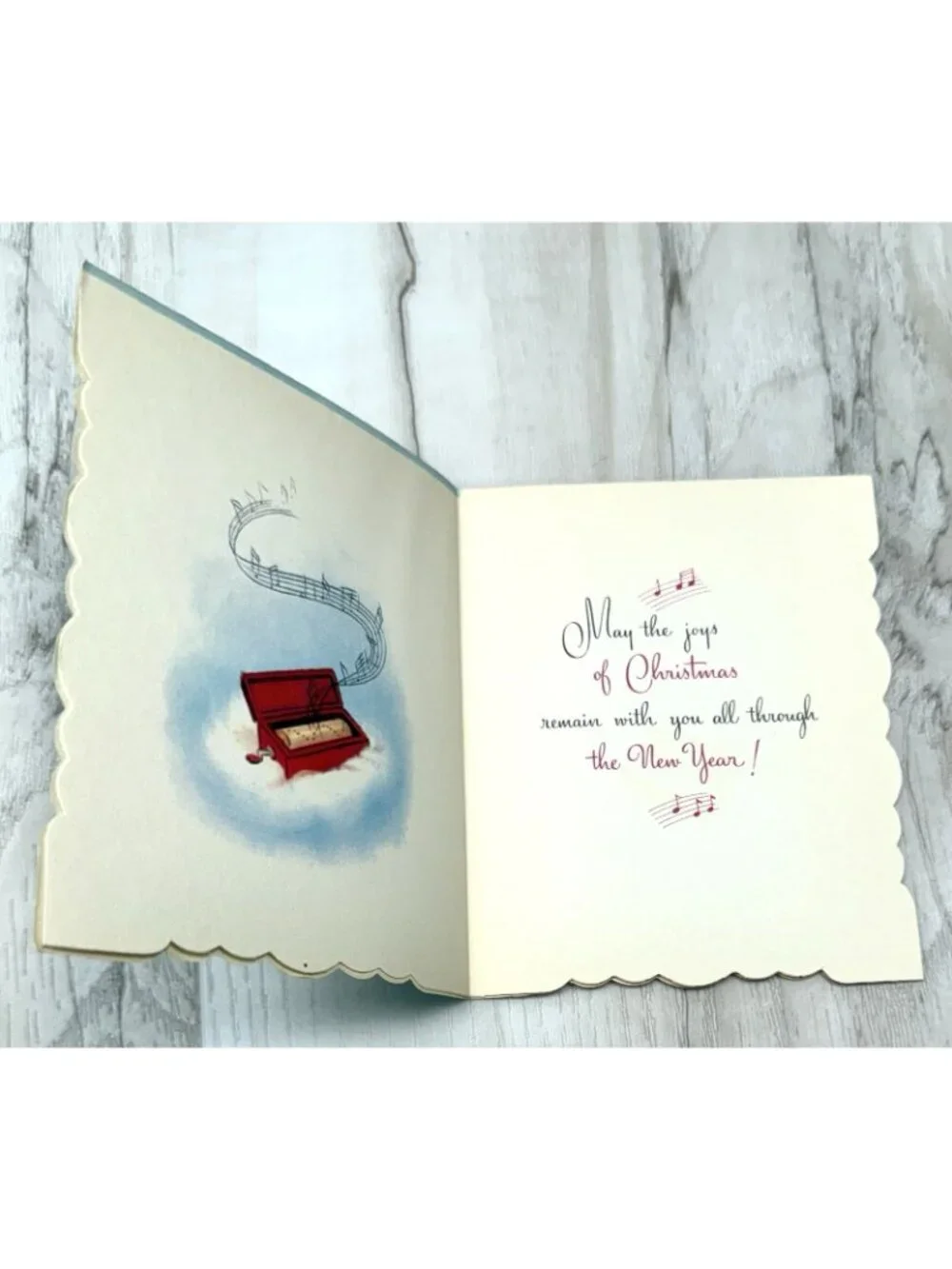 VTG UNUSED Christmas Card Artist EVE ROCKWELL Cheerie Cherubs Music Box CC109